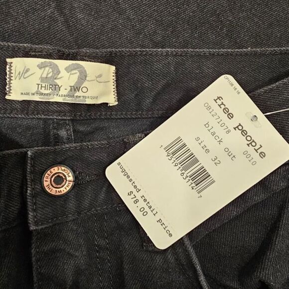 Free People Black Out Stove Pipe Jean Size 32 - Picture 2 of 8